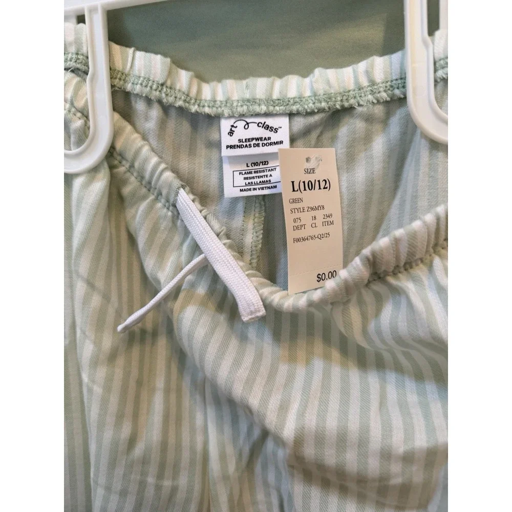 Art Class Girls Two-Piece Lt Green Champion/Brooklyn Pajama Set Sz L (10/12) NWT